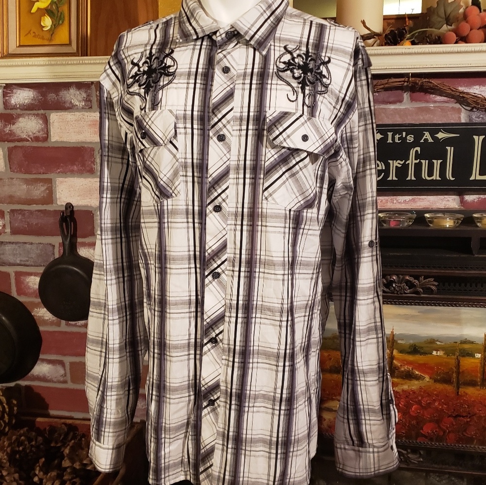 EIGHTY EIGHT PLATINUM 100% COTTON PLAID SHIRT XXL